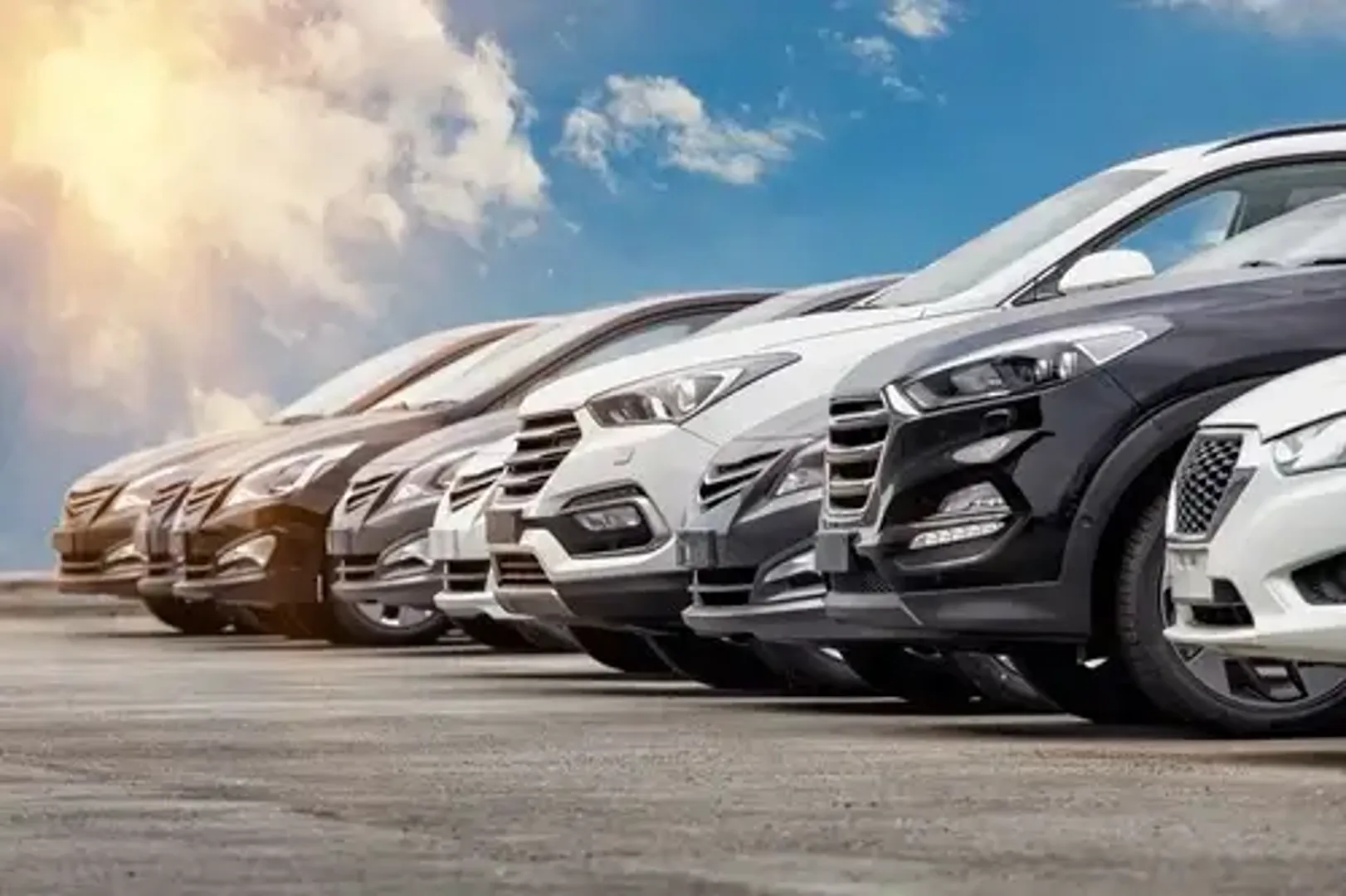 Eight different cars lined up